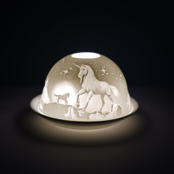 Porcelain Tealight Dome - Unicorn Design