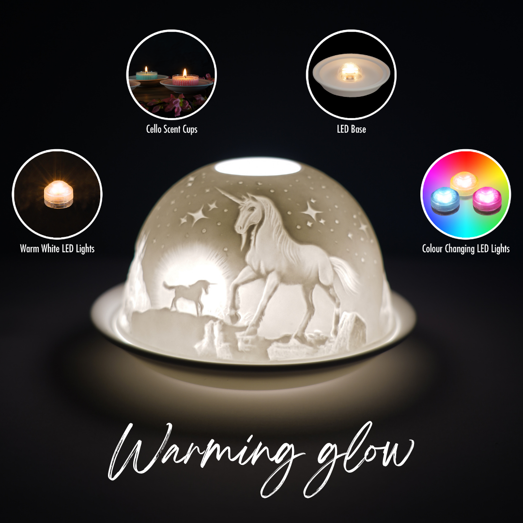 Porcelain Tealight Dome - Unicorn Design