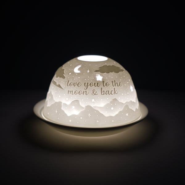 Porcelain Tealight Dome - Love You To The Moon and Back