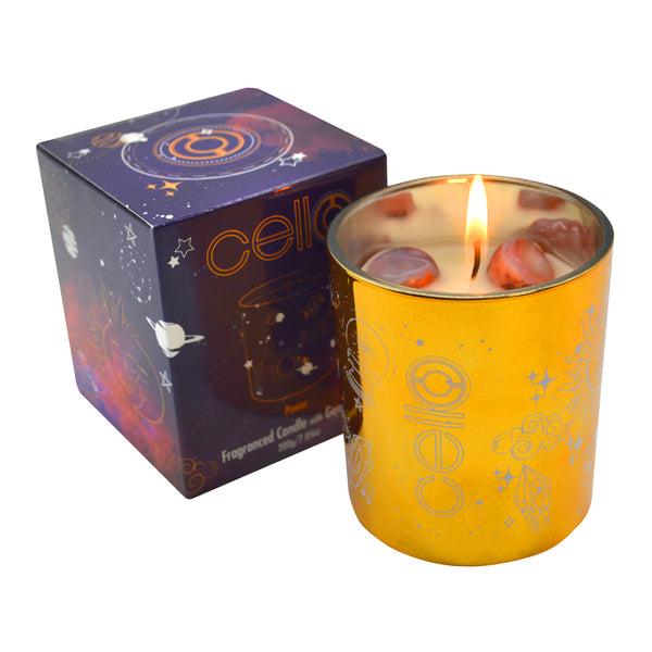 Small Celestial Gemstone Candle with Red Agate - Meditation Incense