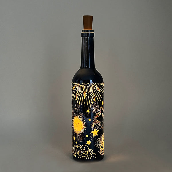 Celestial Midnight Blue Bottle - Lamps - Small