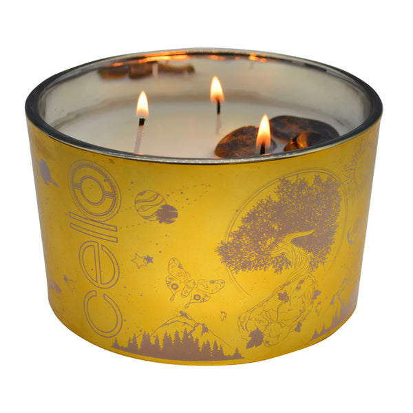 Large Celestial Gemstone Candle - Tigers Eye - Aromatic Bazaar