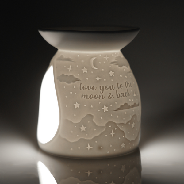 Porcelain Tealight Wax Burner - To The Moon and Back