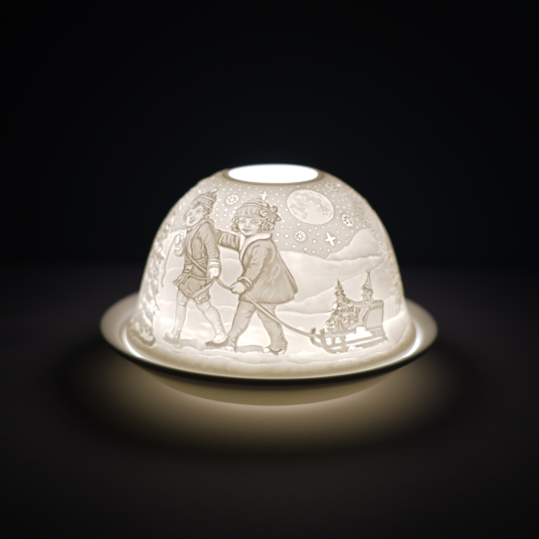Porcelain Tealight Dome - Winter Fun